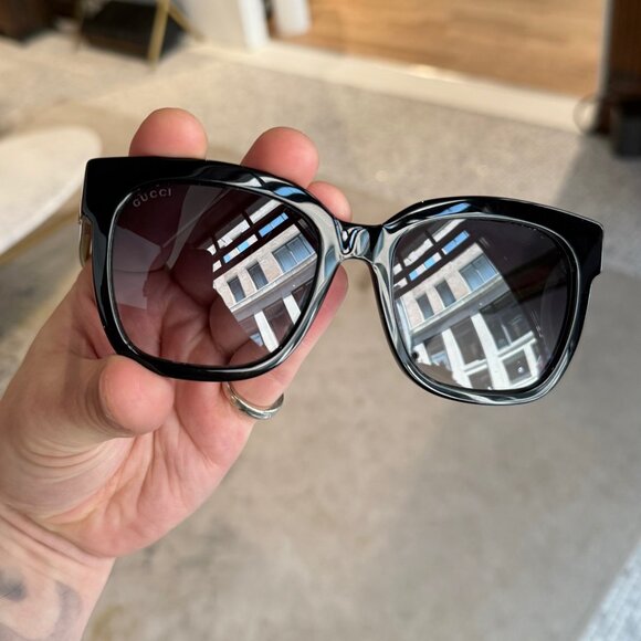 Gucci GG0034 Black Frame Glitter Web Branch Sunglasses - Picture 11 of 13